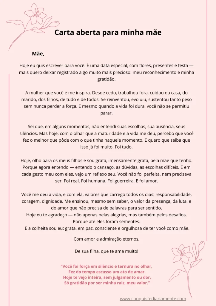 homenagem no dia das mães